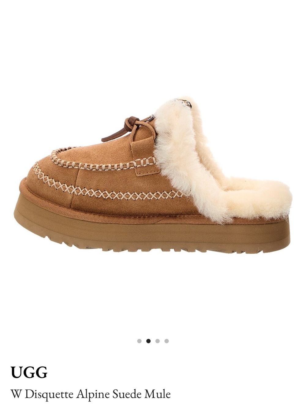 UGG Disquette Alpine Suede Mule in Chestnut with Shearling Trim size 7 - Picture 2 of 6